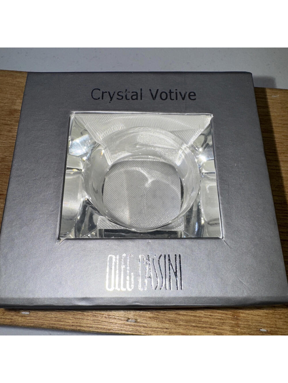 Oleg Cassini Bauhaus Square Crystal Votive Candle Holder Beautiful